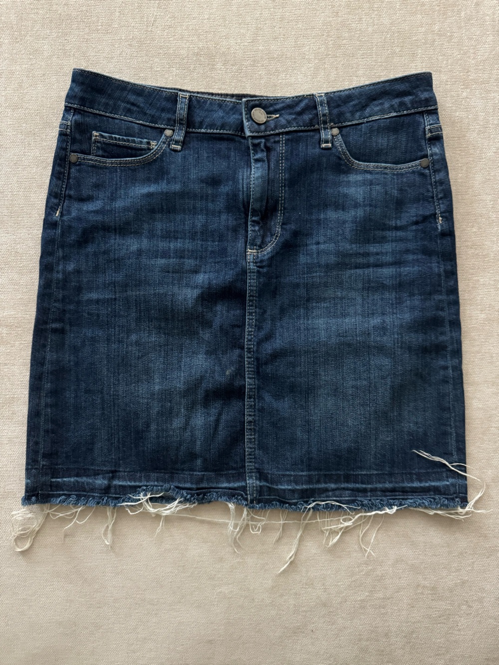 PAIGE Dark Indigo Denim Mini Skirt